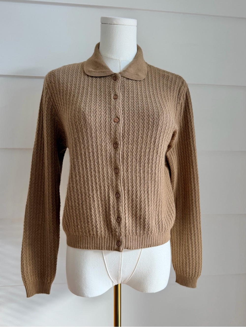 United Colors of Benetton Textured Knit Peter Pan Collar Cardigan size S